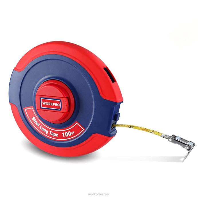 חָדָשׁ WORKPRO סרט מדידה באורך 100 רגל, סרט ארוך מפלדת סליל סגור עם ידית מתקפלת, מארז עמיד בפני זעזועים כְּלִי L40Z106