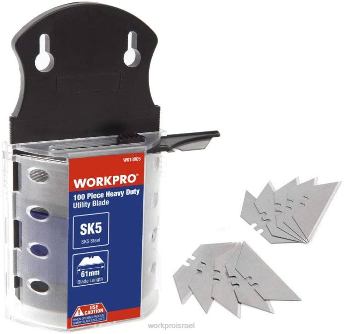 מוֹעִיל WORKPRO 100 יחידות להבי סכין שימוש פלדה sk5 עם מתקן כְּלִי L40Z40