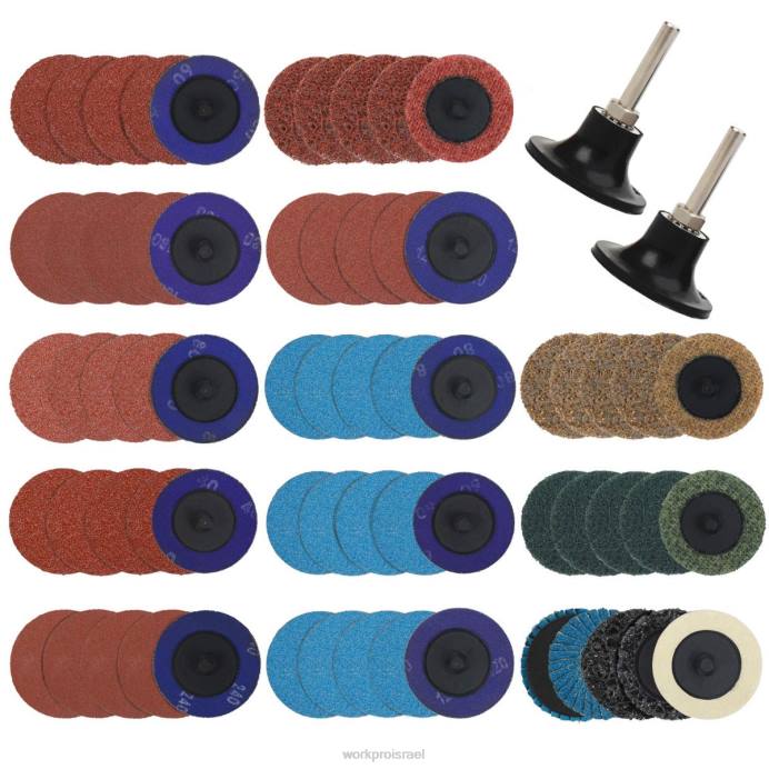 מוֹעִיל WORKPRO סט דיסקיות שיוף 101 יחידות דיסקיות 2 אינץ' עם מחזיק 1/4 אינץ' כְּלִי L40Z193