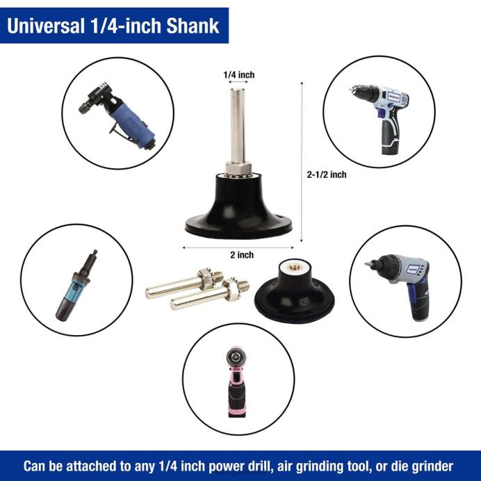 מוֹעִיל WORKPRO סט דיסקיות שיוף 101 יחידות דיסקיות 2 אינץ' עם מחזיק 1/4 אינץ' כְּלִי L40Z193