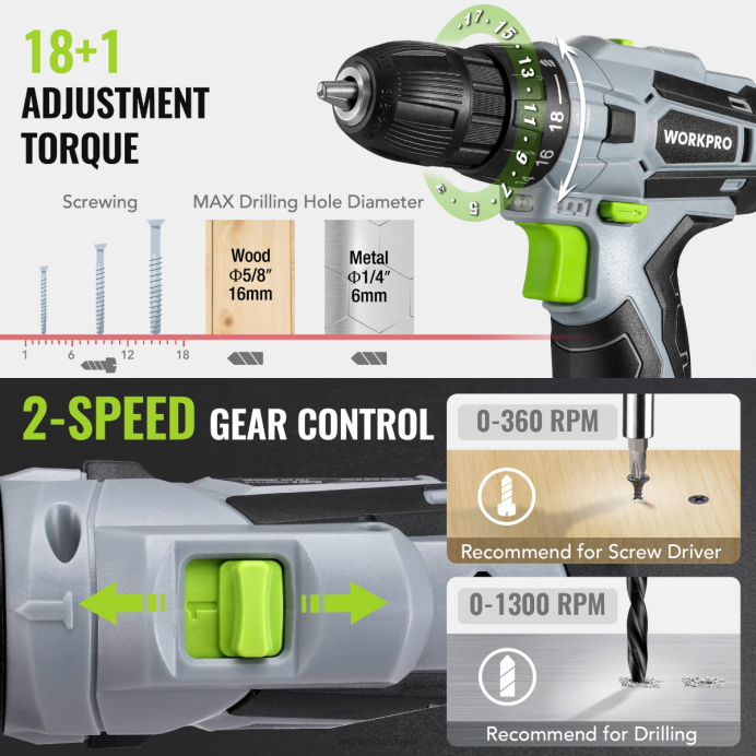 ורוד/אפור WORKPRO סט כלים נייד 108 חלקים עם מקדחה חשמלית כְּלִי L40Z173
