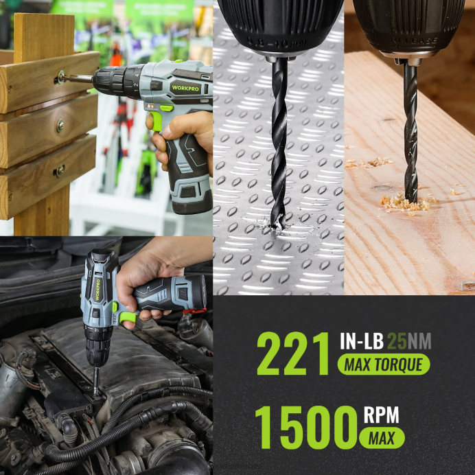 ורוד/אפור WORKPRO סט כלים נייד 108 חלקים עם מקדחה חשמלית כְּלִי L40Z173