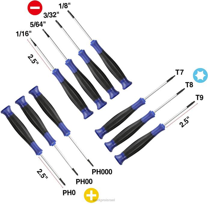 מוֹעִיל WORKPRO סט מברגים מדויק 10 יחידות עם נרתיק כְּלִי L40Z100