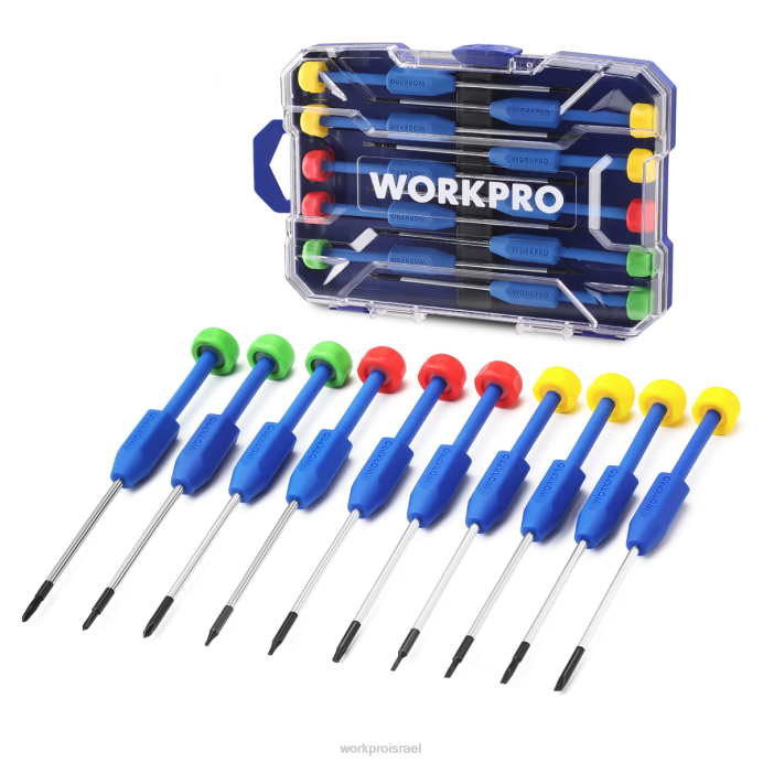 חָדָשׁ WORKPRO סט מברגים מדויקים 10 יחידות עם מארז, פיליפס, מחורר, כוכב טורקס, ערכת כלים לתיקון מברגים מגנטיים, אחיזה מונעת החלקה כְּלִי L40Z103