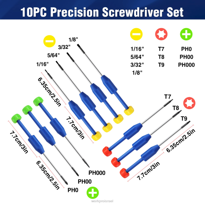 חָדָשׁ WORKPRO סט מברגים מדויקים 10 יחידות עם מארז, פיליפס, מחורר, כוכב טורקס, ערכת כלים לתיקון מברגים מגנטיים, אחיזה מונעת החלקה כְּלִי L40Z103