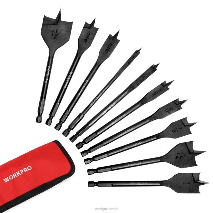 מוֹעִיל WORKPRO 10 יחידות פרמיום פלדת פחמן סט מקדחי ספייד פרו כְּלִי L40Z192