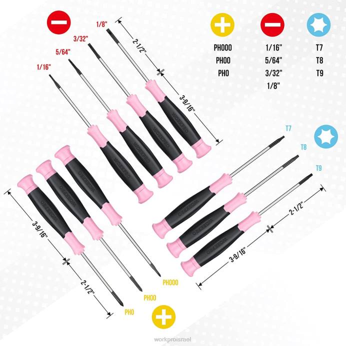 וָרוֹד WORKPRO ערכת מברגים מדויקים 10 יחידות עם נרתיק, פיליפס, מחוררת, כוכב טורקס, ערכת תיקון מברג קטן עם קצה מגנטי כְּלִי L40Z255
