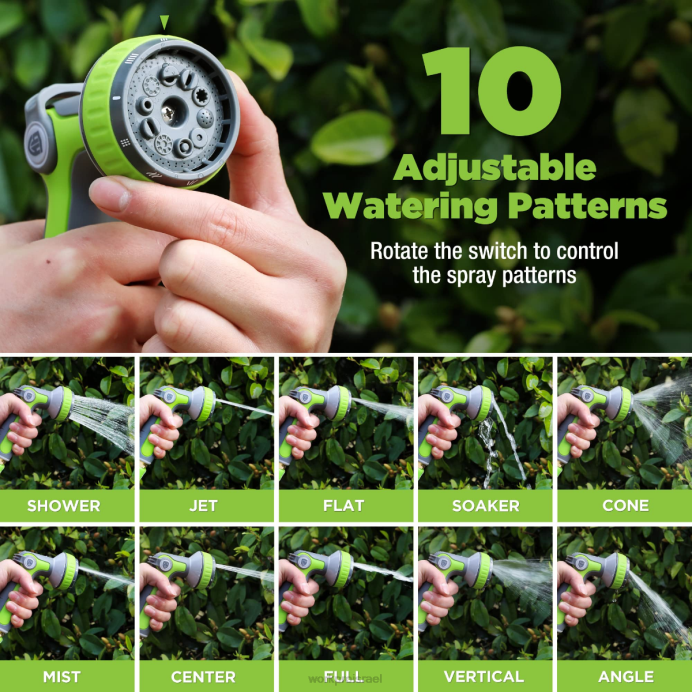 מוֹעִיל WORKPRO מרסס פיית צינור גינה עם 10 דפוסי ריסוס כְּלִי L40Z278