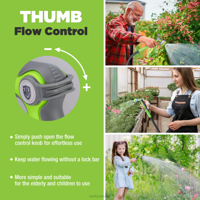 מוֹעִיל WORKPRO מרסס פיית צינור גינה עם 10 דפוסי ריסוס כְּלִי L40Z278