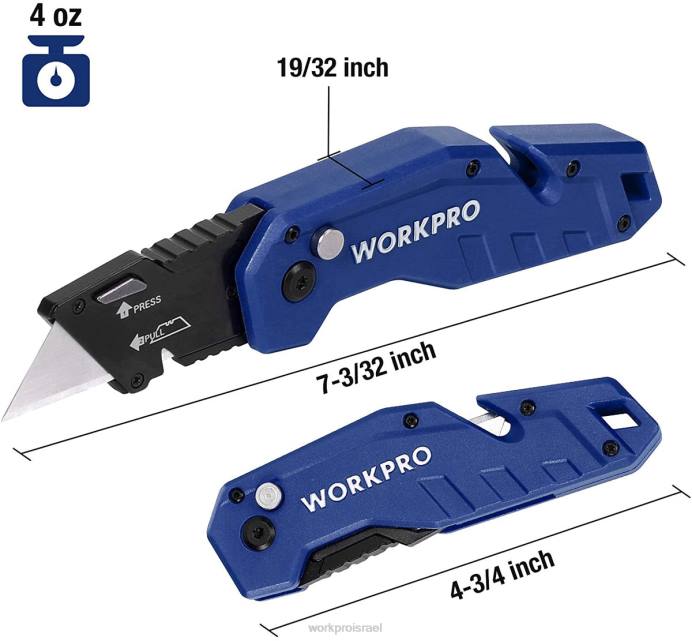 אדום/כחול/שחור WORKPRO סכין מתקפלת חותך ידית קל משקל מניילון עם להבים נוספים של 10 חלקים כְּלִי L40Z38