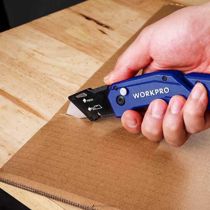 אדום/כחול/שחור WORKPRO סכין מתקפלת חותך ידית קל משקל מניילון עם להבים נוספים של 10 חלקים כְּלִי L40Z38