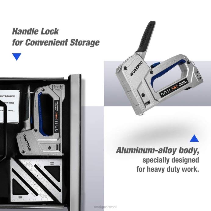 מוֹעִיל WORKPRO מהדק פנים ומקדחה אלחוטית 12V וערכת כלים ביתית ו-10 יחידות סט מקדחי ספייד מקצועי ואקדח סיכות 4 ב-1 כבד כְּלִי L40Z318