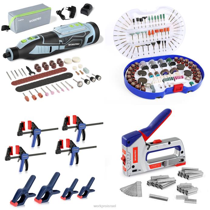 מורדן WORKPRO ערכת כלים סיבוביים אלחוטיים 12V וערכת אביזרי כלים סיבוביים 276 חלקים וסט מהדקים 8 חלקים וערכת אקדח סיכות 4 ב-1 כְּלִי L40Z317