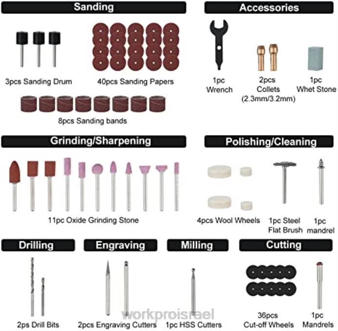 מורדן WORKPRO ערכת כלים סיבוביים אלחוטיים 12V וערכת אביזרי כלים סיבוביים 276 חלקים וסט מהדקים 8 חלקים וערכת אקדח סיכות 4 ב-1 כְּלִי L40Z317