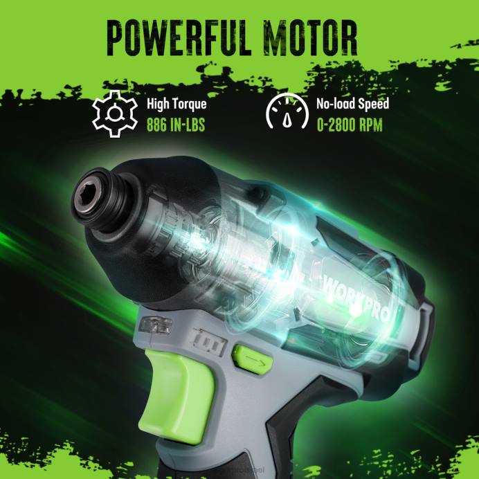 חָדָשׁ WORKPRO ערכת כונן אימפקט אלחוטי 12V, סט מקדחה חשמלית/דרייבר משושה עם סוללת ליתיום-יון 2.0ah כְּלִי L40Z190