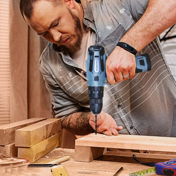 מורדן WORKPRO ערכת מקדחה אלחוטית 12V 2 מהירויות, 2 סוללות Li-ion 2000 mah ומטען מהיר כְּלִי L40Z168