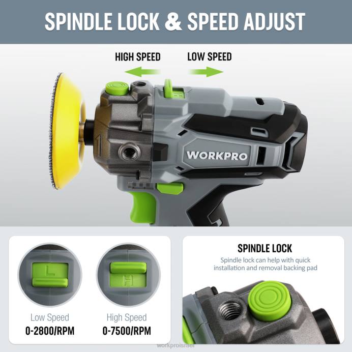מוֹעִיל WORKPRO מלטש אלחוטי 12V, מיני חיץ לרכב וערכת מכונת מלטשת עם 2 סוללות ליתיום כְּלִי L40Z229