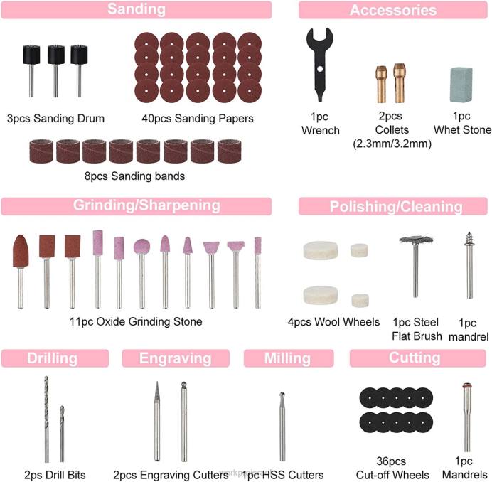 וָרוֹד WORKPRO ערכת כלים סיבוביים אלחוטיים 12V, 5 מהירויות משתנות, 114 אביזרים להחלפה קלה כְּלִי L40Z267