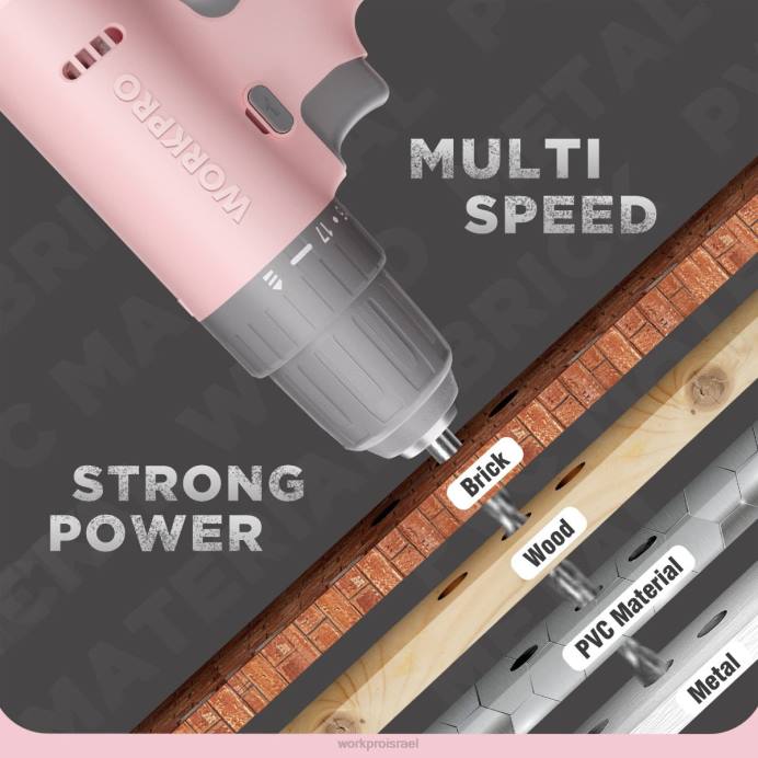 ורוד/לבן WORKPRO סט מקדחה אלחוטית 12V עם 6 סיביות, צ'אק ללא מפתח בגודל 3/8 אינץ', מהירות משתנה, הגדרת 18 טוק כְּלִי L40Z175