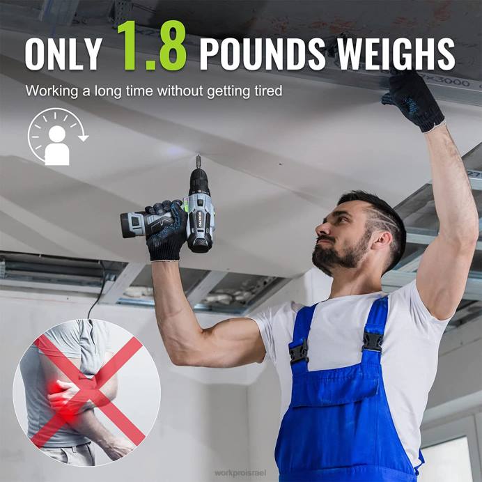 ירוק WORKPRO ערכת כונן מקדחה חשמלית 12V חשמלית ללא מפתח, מטען ותיק אחסון כלולים כְּלִי L40Z177
