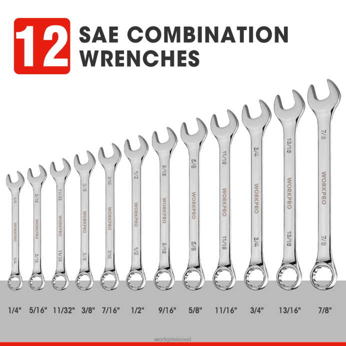 חָדָשׁ WORKPRO 12 יחידות מטריות 8-19 מ