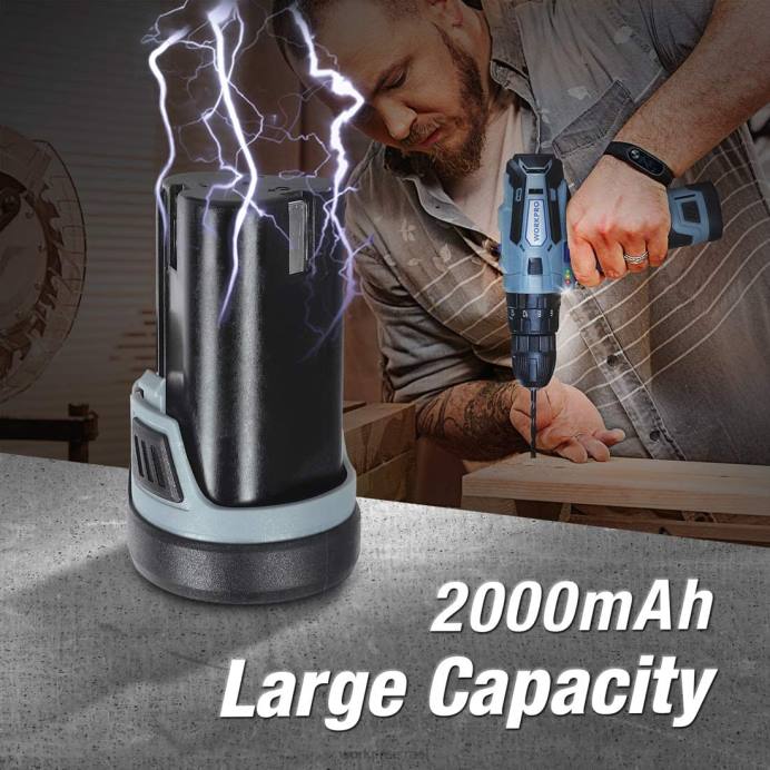 מוֹעִיל WORKPRO ערכת סוללות 12v 2.0ah ליתיום-יון כְּלִי L40Z224