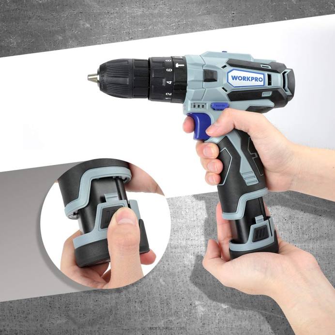 מוֹעִיל WORKPRO ערכת סוללות 12v 2.0ah ליתיום-יון כְּלִי L40Z224