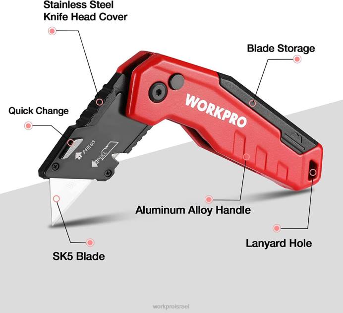 כחול/אדום/ורוד WORKPRO סכין מתקפלת, קופסת החלפה מהירה חתוכה 13 להבים נוספים כלולים כְּלִי L40Z52