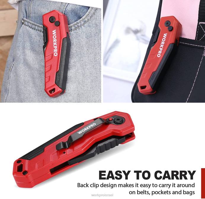 כחול/אדום/ורוד WORKPRO סכין מתקפלת, קופסת החלפה מהירה חתוכה 13 להבים נוספים כלולים כְּלִי L40Z52