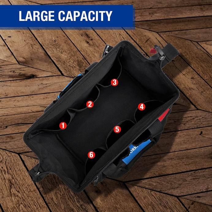 מוֹעִיל WORKPRO תיק כלים בגודל 14 אינץ', ארגונית כלים מרובה כיסים עם רצועת כתף מתכווננת אִחסוּן L40Z31