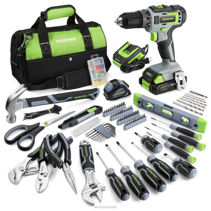 ורוד/אפור WORKPRO ערכת מקדחה אלחוטית משולבת 157 חלקים עם ליתיום-יון אלחוטי 20V כְּלִי L40Z259