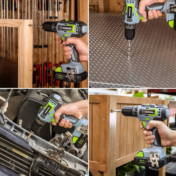 ורוד/אפור WORKPRO ערכת מקדחה אלחוטית משולבת 157 חלקים עם ליתיום-יון אלחוטי 20V כְּלִי L40Z259