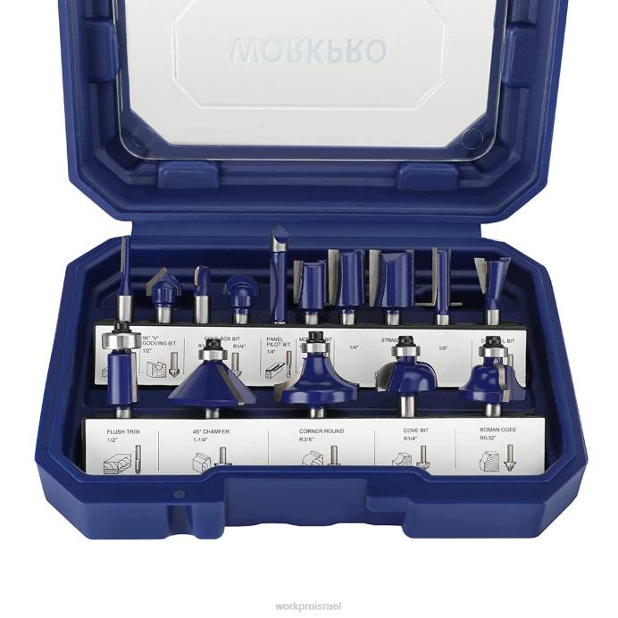 מורדן WORKPRO סט נתב 15 יחידות, נתב סיביות של נתב טונגסטן קרביד בגודל 1/4 אינץ' כְּלִי L40Z130