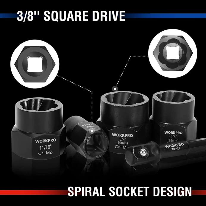 מוֹעִיל WORKPRO סט 15 יחידות להסרת ברגים ואומים כְּלִי L40Z128