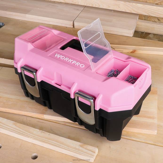 וָרוֹד WORKPRO ארגז כלים 16 אינץ', ארגז כלים מפלסטיק עם תפס מתכת ומגש נשלף אִחסוּן L40Z23