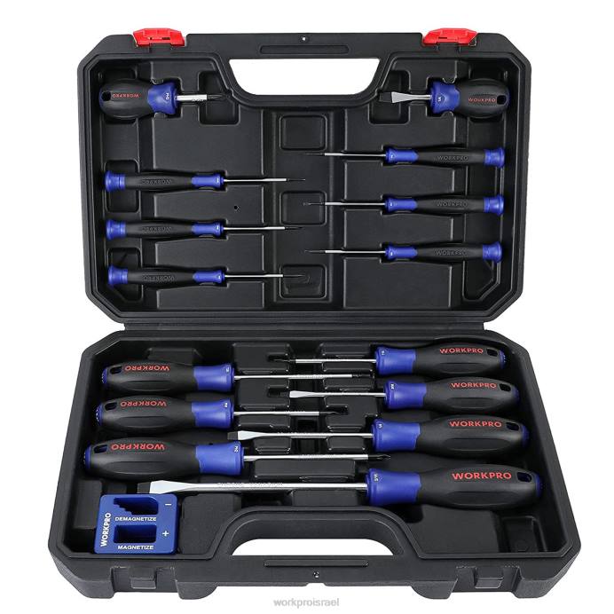 חָדָשׁ WORKPRO סט מברגים מגנטיים, 16 יחידות מברגות פיליפס מחורצות טורקס עם מגנטיזר כְּלִי L40Z98