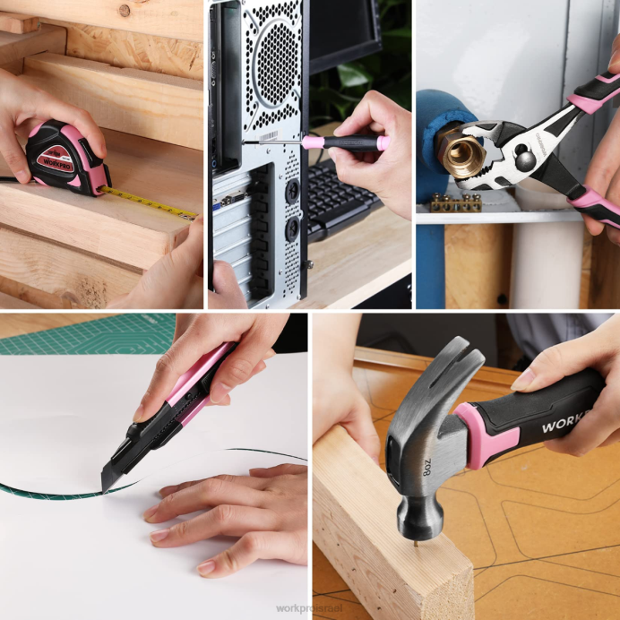 ורוד כחול WORKPRO ערכת כלים ביתית כללית 18 יחידות כְּלִי L40Z102