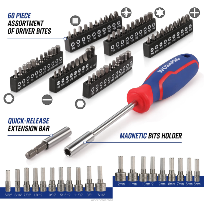 מוֹעִיל WORKPRO סט כלים מכונאי, סט מפתח ברגים 192 יחידות עם מארז אחסון כְּלִי L40Z311