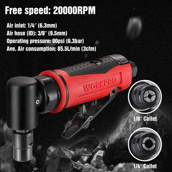 מורדן WORKPRO סט מטחנת מתות זווית אוויר 1/4 אינץ' פנאומטית זווית ישרה כְּלִי L40Z180
