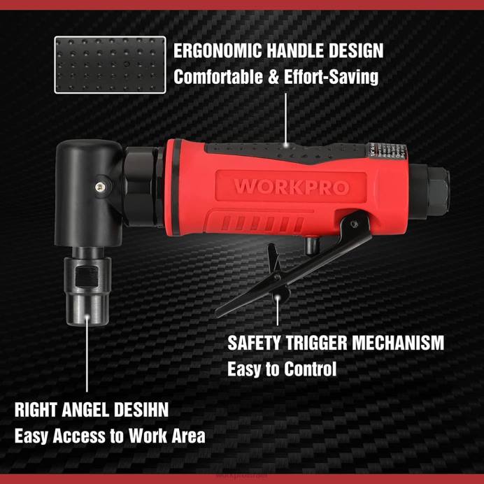 מורדן WORKPRO סט מטחנת מתות זווית אוויר 1/4 אינץ' פנאומטית זווית ישרה כְּלִי L40Z180
