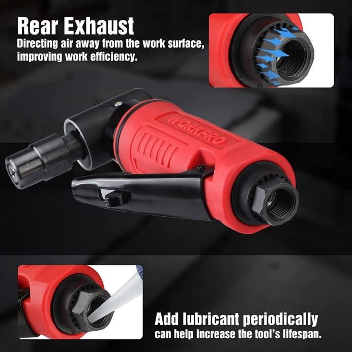 מורדן WORKPRO סט מטחנת מתות זווית אוויר 1/4 אינץ' פנאומטית זווית ישרה כְּלִי L40Z180