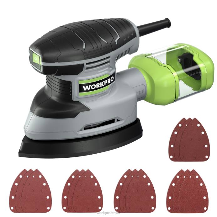 מוֹעִיל WORKPRO מלטשת פרטית 1.6 אמפר, מלטשת חשמלית קומפקטית 13000 אופ"מ עם אספן אבק כְּלִי L40Z239