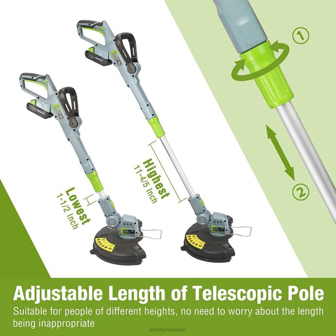 מוֹעִיל WORKPRO גוזם מיתרים אלחוטי 20V / קצוות 12 אינץ' עם סוללת ליתיום יון 2ah 1 שעה מטען מהיר 16.4ft קו גוזם כלול כְּלִי L40Z293