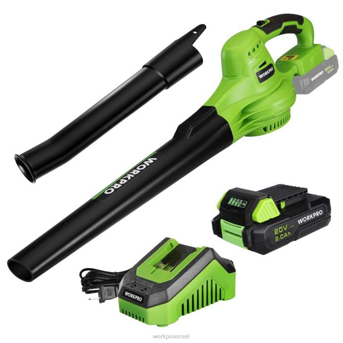 מורדן WORKPRO מפוח עלים מיני קל משקל 20V עם סוללה ומטען, בקרת 2 מהירויות כְּלִי L40Z303