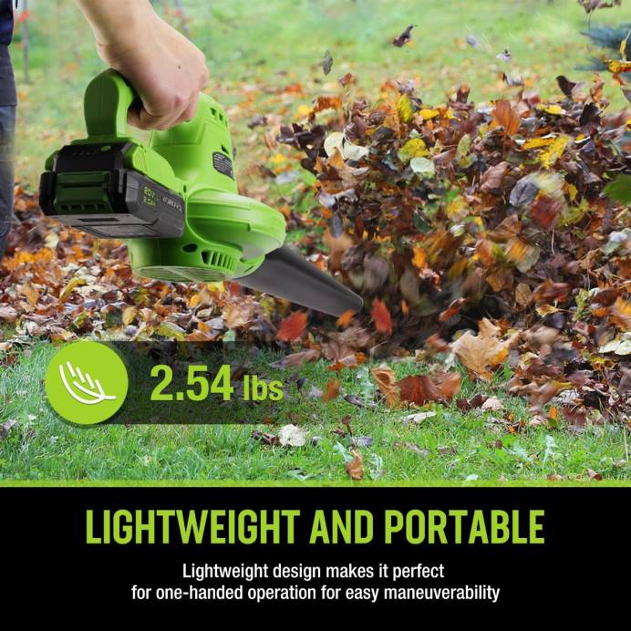 מורדן WORKPRO מפוח עלים מיני קל משקל 20V עם סוללה ומטען, בקרת 2 מהירויות כְּלִי L40Z303