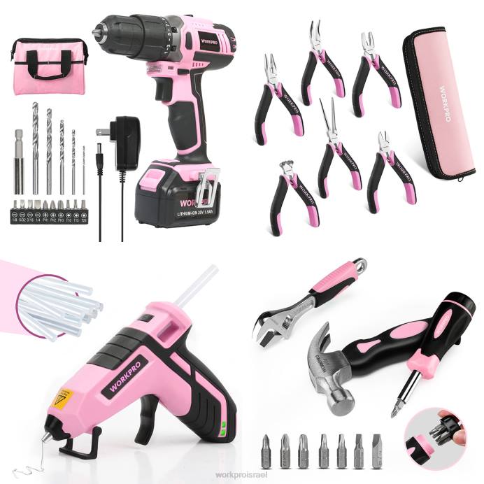 וָרוֹד WORKPRO סט מקדחה אלחוטי 20V & מיני צבת 6 חלקים & ערכת כלים 10 חלקים ואקדח דבק אלחוטי כְּלִי L40Z316