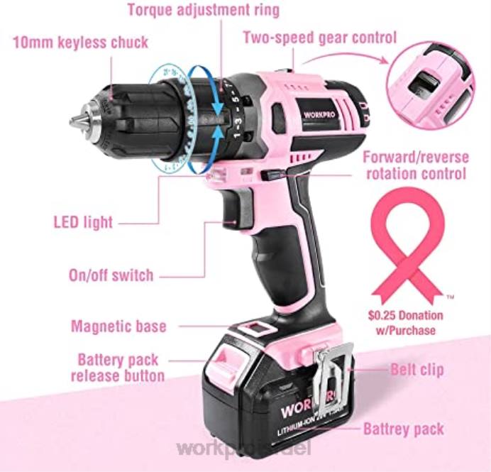 וָרוֹד WORKPRO סט מקדחה אלחוטי 20V & מיני צבת 6 חלקים & ערכת כלים 10 חלקים ואקדח דבק אלחוטי כְּלִי L40Z316