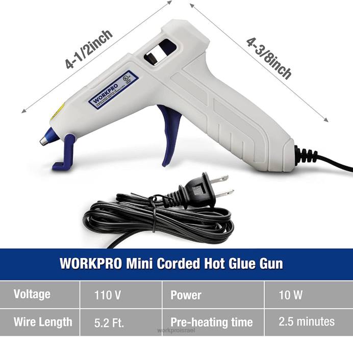 ורוד/לבן WORKPRO ערכת מיני אקדח דבק חם עם 20 יחידות מקלות דבק חם כְּלִי L40Z162