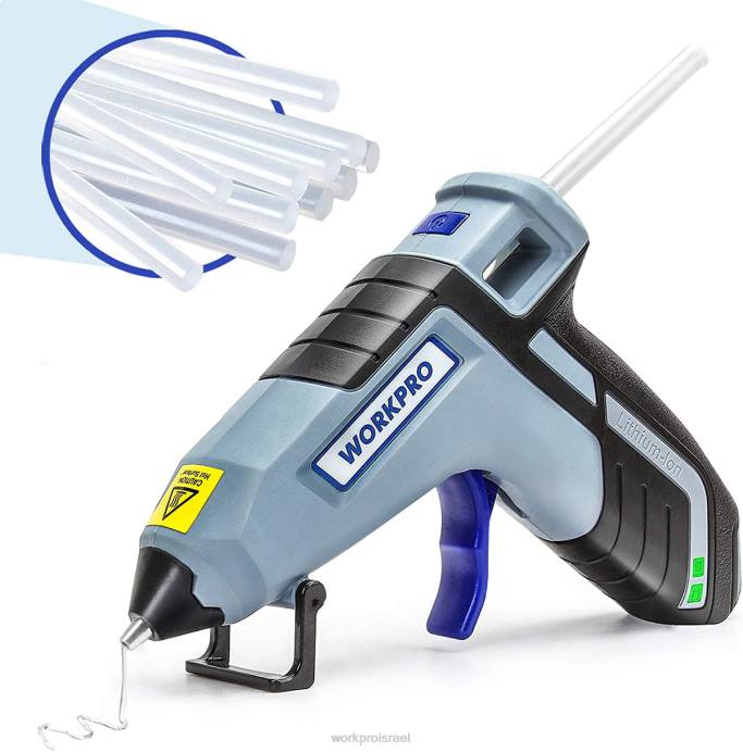כחול/ורוד WORKPRO אקדח דבק מיני לחימום מהיר להמסה אלחוטית עם 20 יחידות מקל דבק פרימיום כְּלִי L40Z163