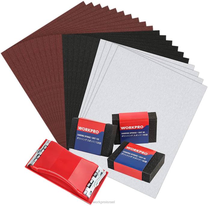 מוֹעִיל WORKPRO 24 חבילות של נייר זכוכית 80-600 מגוון עם מחזיק כְּלִי L40Z150
